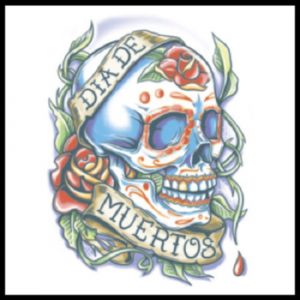 La Rosa Skull Temporary Tattoo
