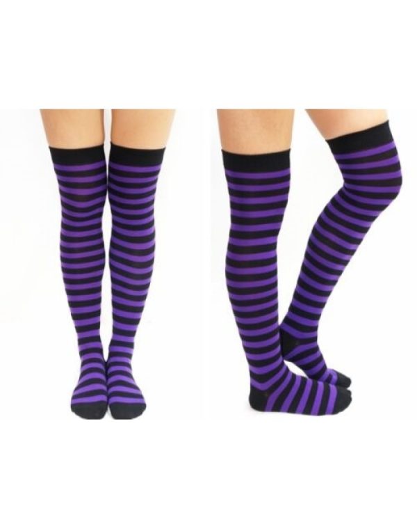 Black And Purple Striped Socks