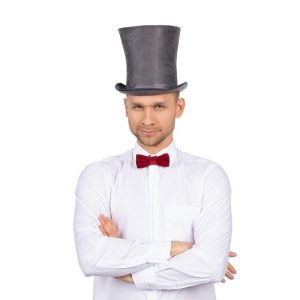 Grey Stovepipe Top Hat